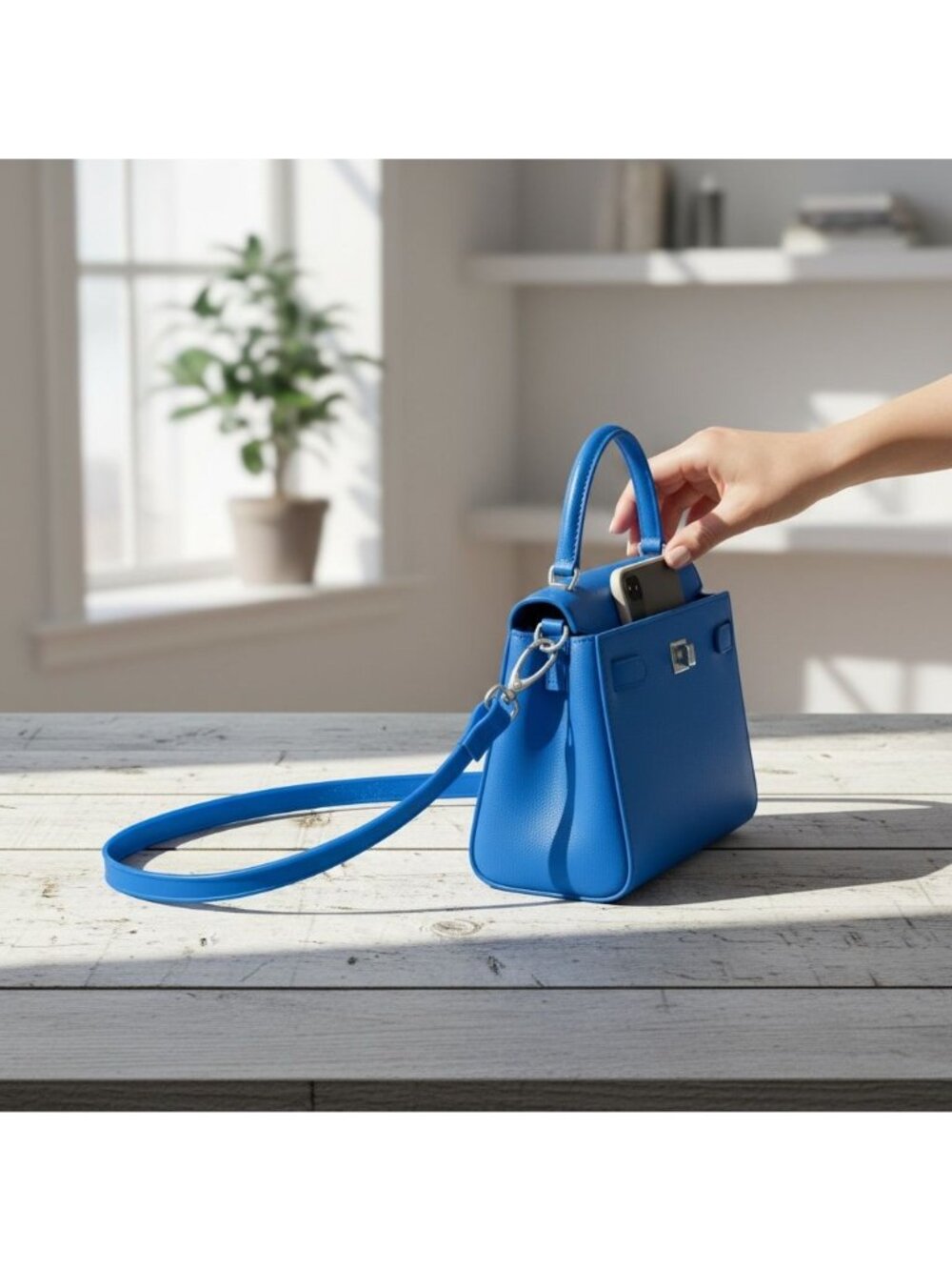 Durable Blue Rubber Replacement Strap With Metal Clasp Hooks